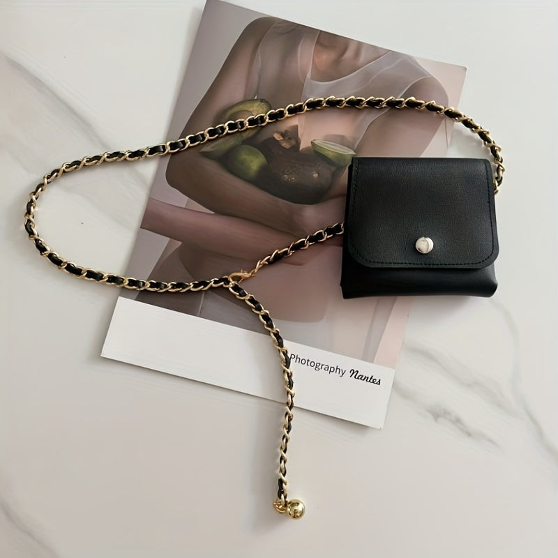 Braided Chain Belt with Detachable Waist Bag for Women