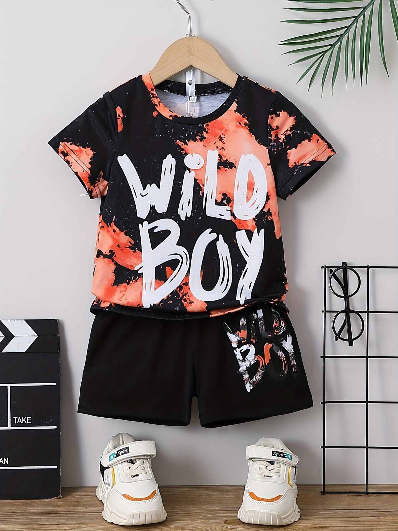 Boys Tie Dye Casual Outfit Round Neck T shirt & Shorts Kids Summer Clothes Sets