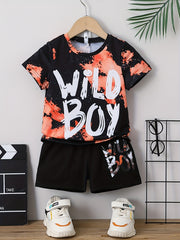 Boys Tie Dye Casual Outfit Round Neck T shirt & Shorts Kids Summer Clothes Sets