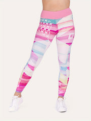 Colorblock Geometric Print High Rise Fitness Leggings