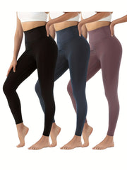 3pcs High Waist Tummy Control Fitness Pants Quick Dry Running Yoga Hip Lifting