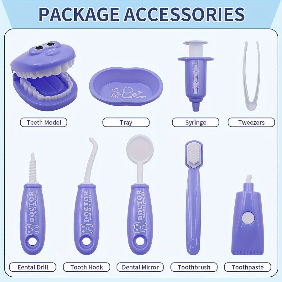 9pcs Plastic Dentist Play Set Medical Kit Pretend Toy for Kids in 6 Colors