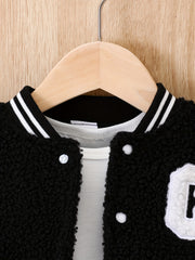 Baby Girl Fleece Shearling Baseball Coat Warm Outwear