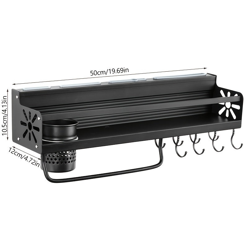 Kitchen Seasoning Rack With Hook - Household Wall Mounted Storage