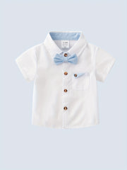 Baby Boy Gentleman Style 2-Piece Set Bow Tie & Suspender Shorts