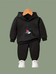Girls 2pcs Shoes Print Hoodies Jogger Pants Set Sports