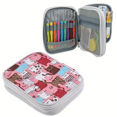 Double Layer Crochet Storage Bag Hand Knitting Organizer Zipper Mesh Pocket