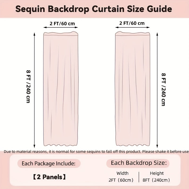 2pcs Sequin Backdrop Curtains Glitter Photo Booth Backdrops Curtains