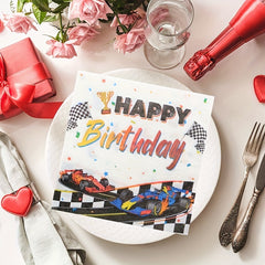 20pcs Racing Car Birthday Party Napkins - Racing Car Themed Paper Dinnerware