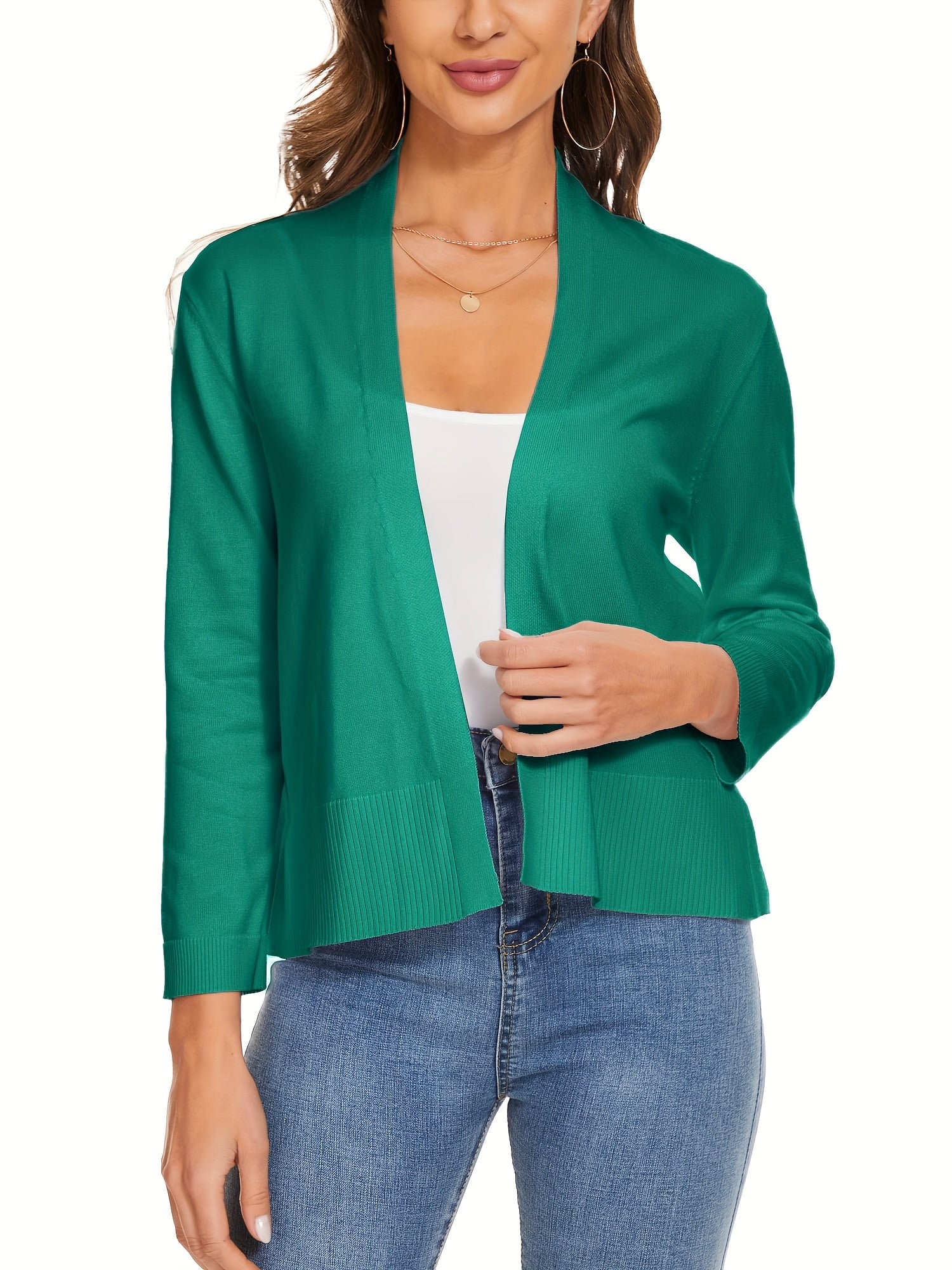 Women's Solid Long Sleeve Knit Cardigan
