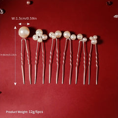 6pcs Faux Pearl Hair Pin Minimalist Bridal Wedding Styling Accessory