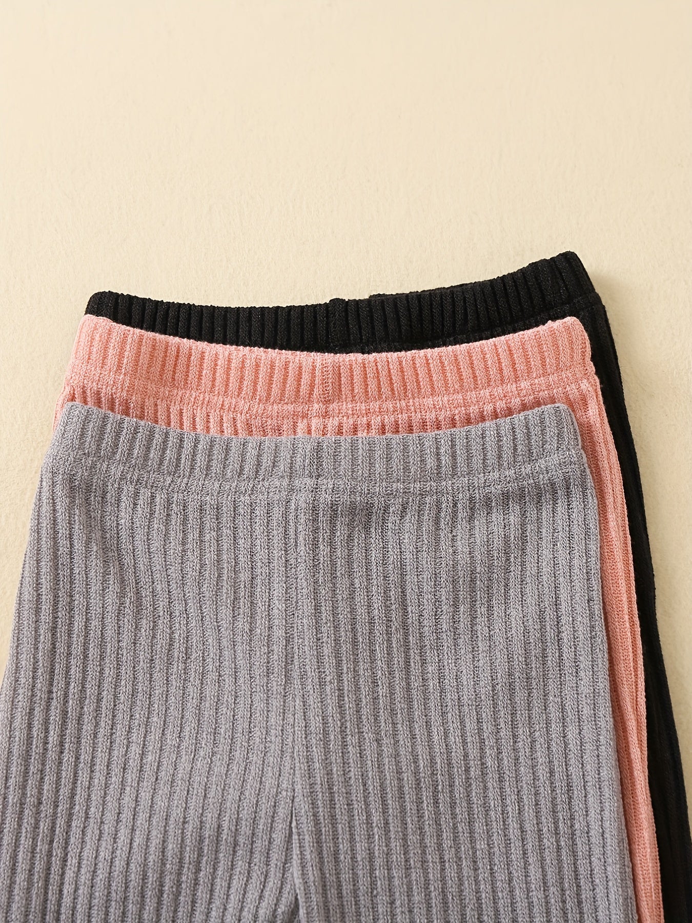 3-Pack Toddler Girl's High Waist Ribbed Knit Leggings