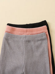 3-Pack Toddler Girl's High Waist Ribbed Knit Leggings