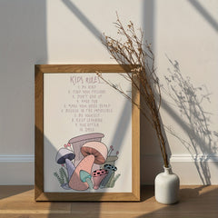 Love & Motivation Kids Rules Poster - Cartoon Style Room Decor A5