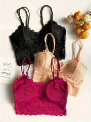 5pcs Lace Wireless Bras Scallop Trim Bra Women's Lingerie