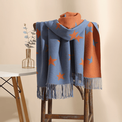 Two Star Fringe Trim Scarf