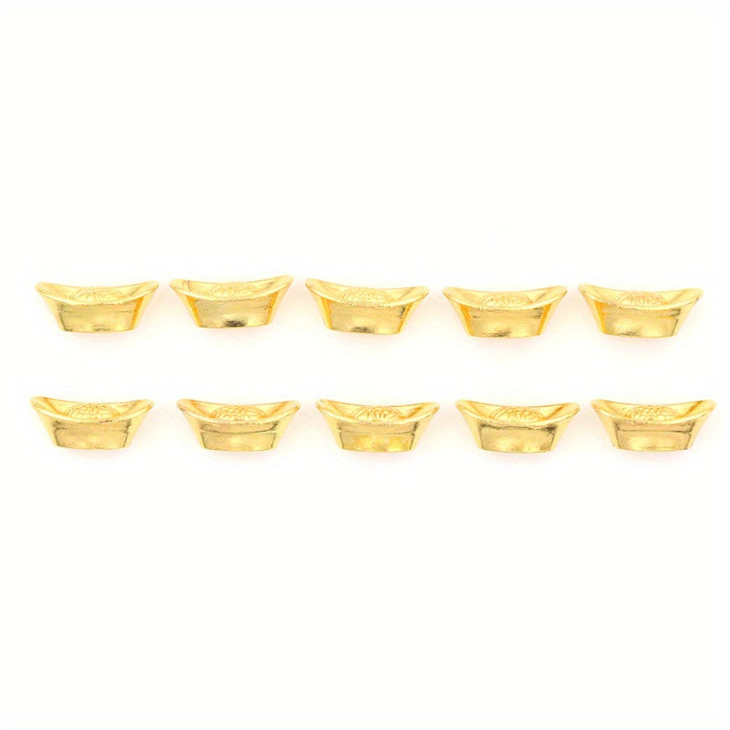 10pcs Chinese Golden Ingot Lucky Yuanbao Decor For Fortune