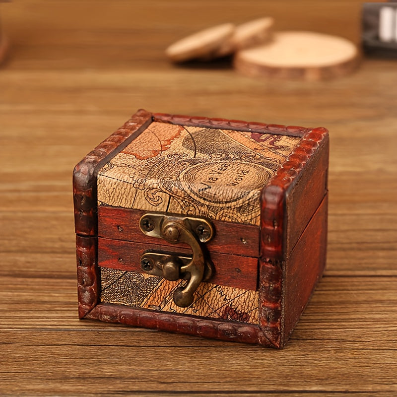 Retro Wooden Box Hand Jewelry Box Small Storage Box Treasure Box Vintage