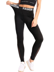 Mesh Insert Sports Leggings High Waist Yoga Tight Pants
