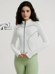 Fleece Lined Long Sleeve Yoga Jacket High Stretch