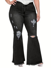 Women's Flared Leg Jeans with Fringe Trim