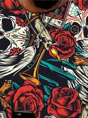 3D Rose and Flower Pattern Men's Novelty T-Shirt for Summer
