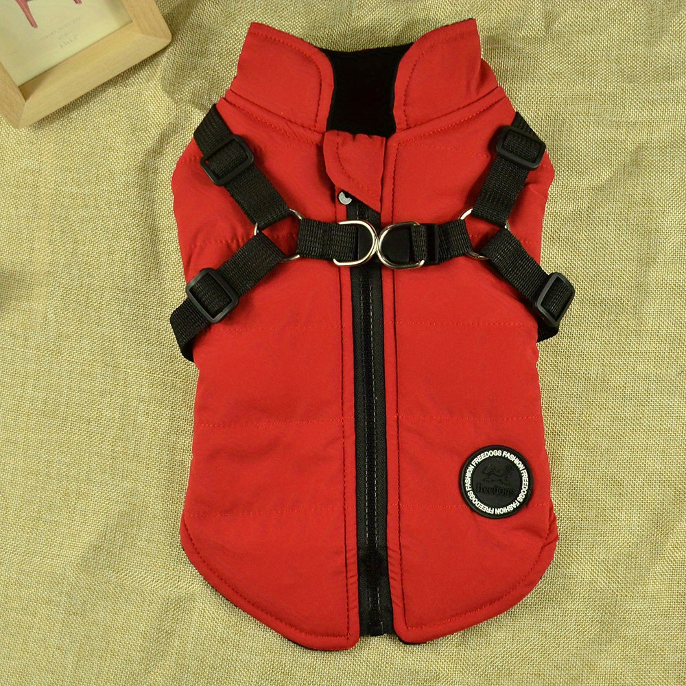 Cozy Padded Dog Vest w/ Harness for Outdoor Adventures