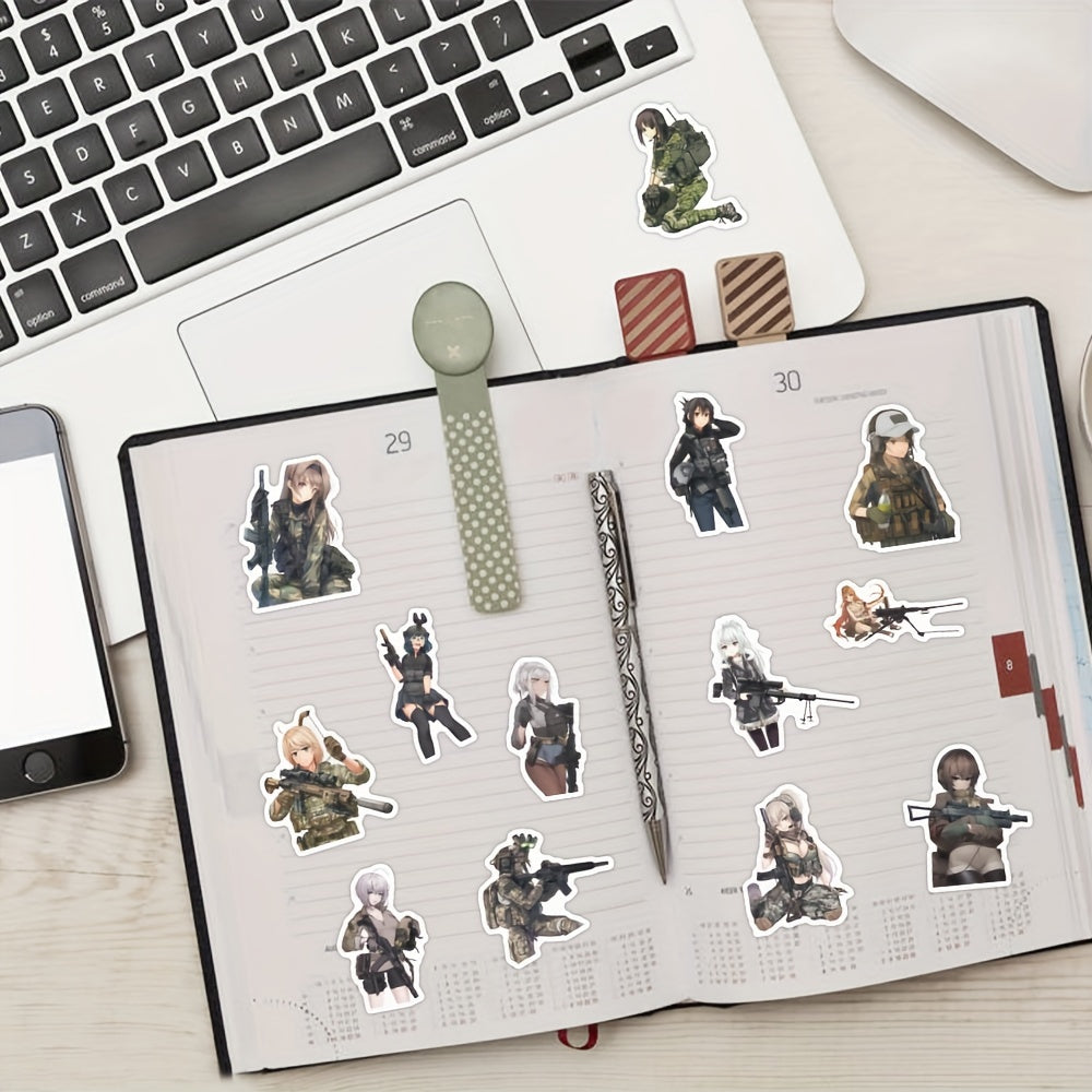 Female Soldier Stickers for Laptop Phone Luggage