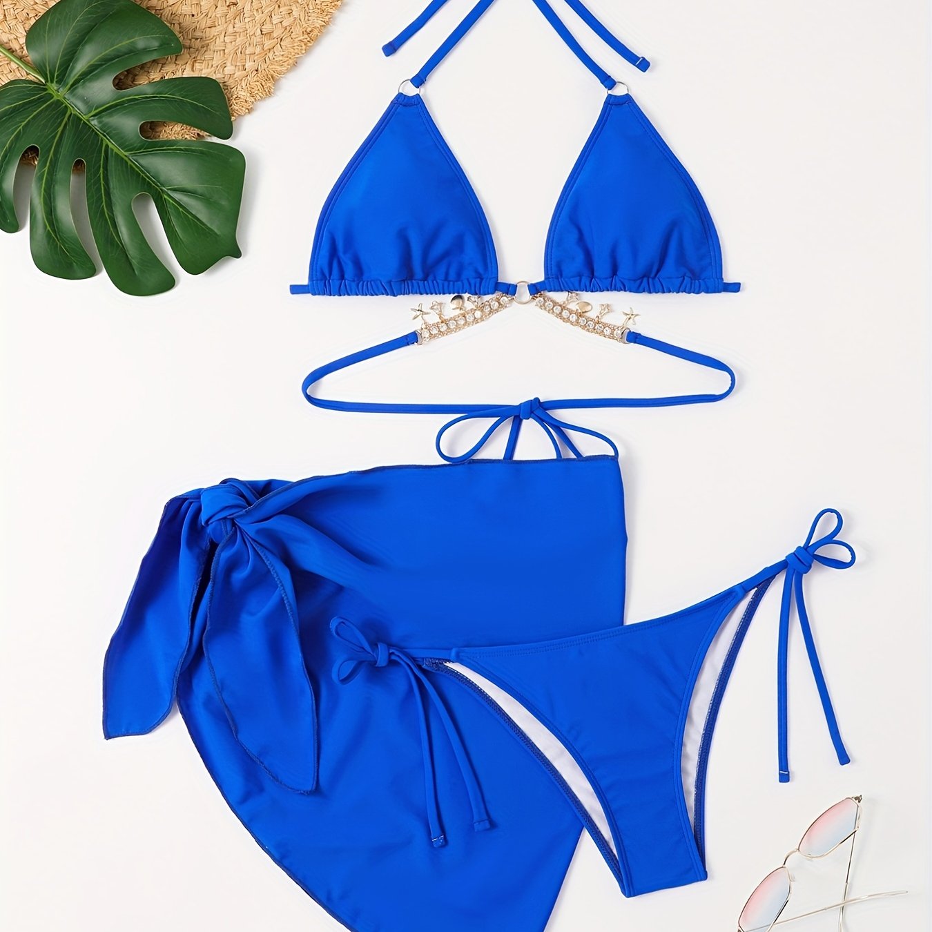 Halter Neck Bikini Set with Triangle Tie Side High Cut Swimsuit