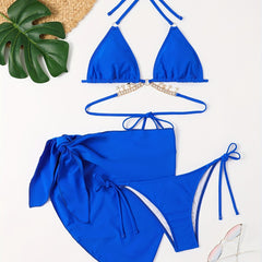 Halter Neck Bikini Set with Triangle Tie Side High Cut Swimsuit