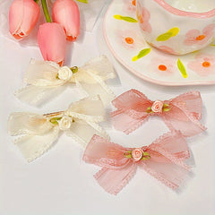 Mesh Bow Flowers Hair Clips for Girls Party Accessories