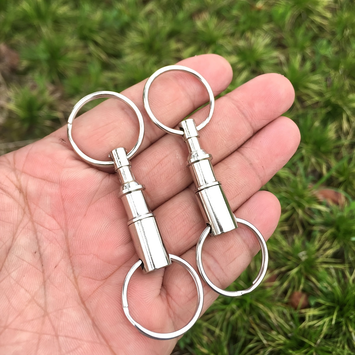 2pcs Outdoor Double Ring Keychain Quick Release Detachable Keychain