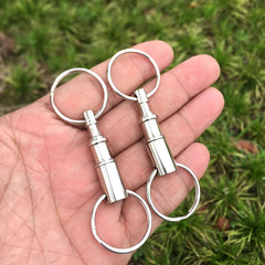 2pcs Outdoor Double Ring Keychain Quick Release Detachable Keychain