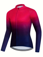 Men's Cycling Jersey Gradient Quick Dry Long Sleeve Shirt