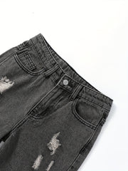 Girls Ripped Jeans Casual Pocket Denim Pants Kids Spring Summer Clothes