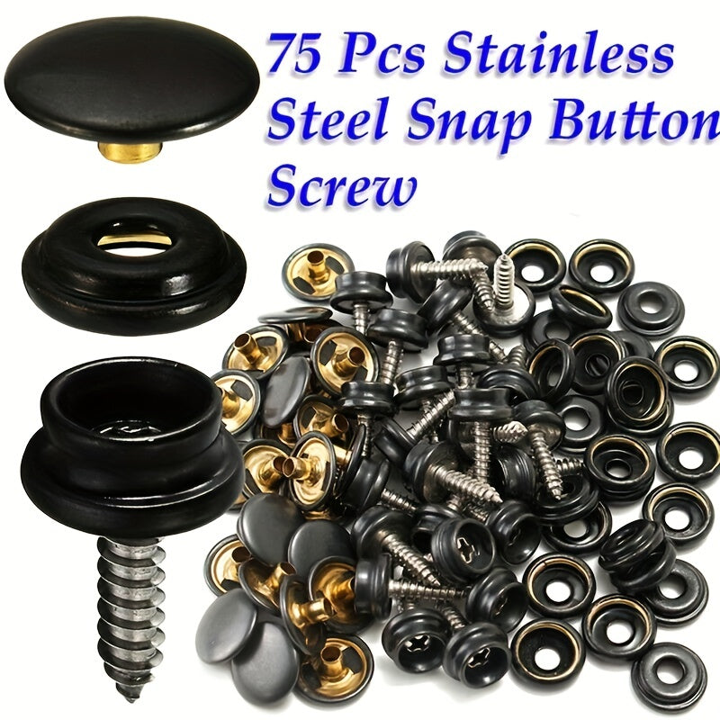 25 Sets 15mm Stainless Steel Screws Copper Buckle Waterproof Cloth Boat Cover