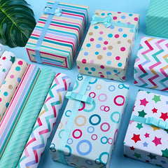 6pcs Birthday Gift Wrapping Paper Set - Cartoon Decoration Paper