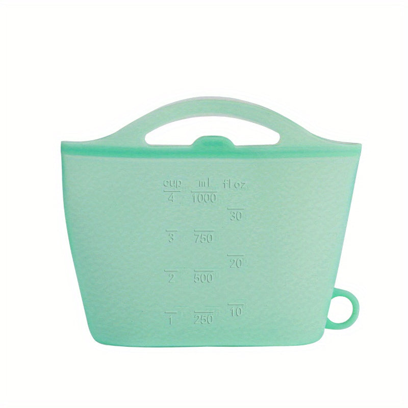 Silicone Reusable Storage Bag With Handle, Leak Proof Freezer Bag