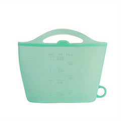 Silicone Reusable Storage Bag With Handle, Leak Proof Freezer Bag