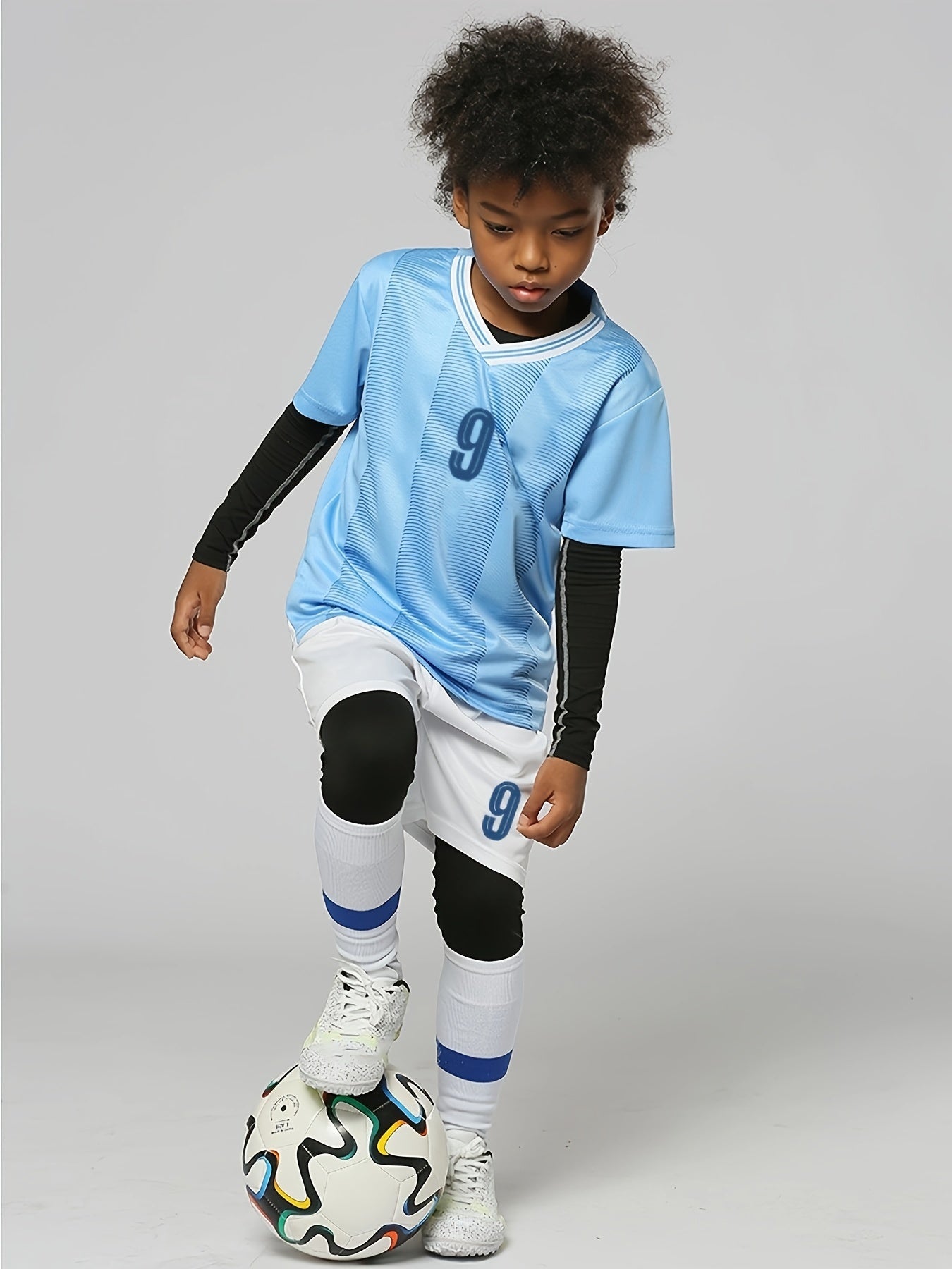 Boy's Striped Soccer Jersey & Moisture-Wicking Shorts Set
