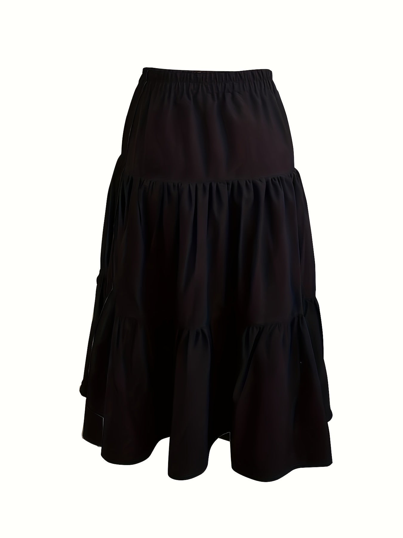 Ruched Elastic Waist Midi Skirt