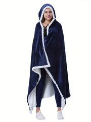 Soft Plush Hooded Night Robe Lace Up House Robe Women's Sleepwear