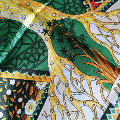 Boho Tree Print Vintage Bandana Silk Square Scarf Satin Shawl