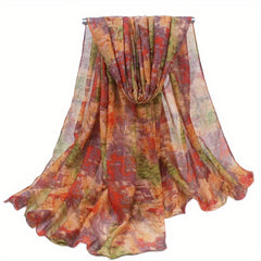 Vintage Mosaic Geometric Print Voile Scarf Sunscreen Head Wrap