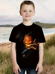 Kids Halloween Pumpkin Face Monster 3D Print Shirt