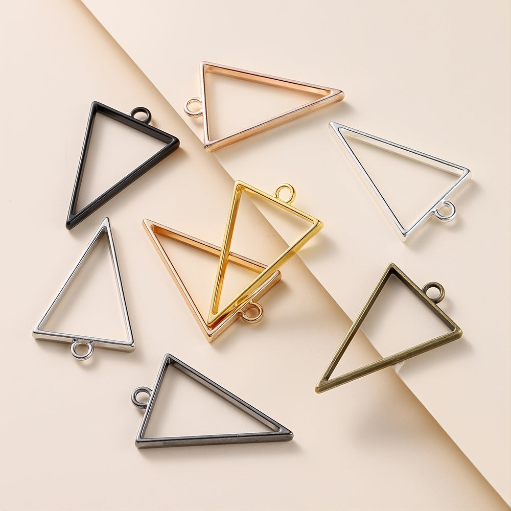 10pcs Alloy Triangle Heart Geometric Frame Pendant Charm for DIY Jewelry Making