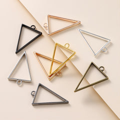 10pcs Alloy Triangle Heart Geometric Frame Pendant Charm for DIY Jewelry Making