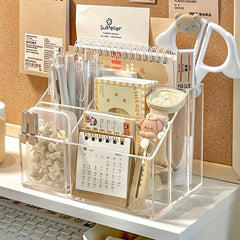 Transparent Desktop Pen Holder Storage Box for Students