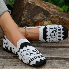 Women's Breathable Mesh Flat Shoes Square Toe Lightweight Slip On Shoes