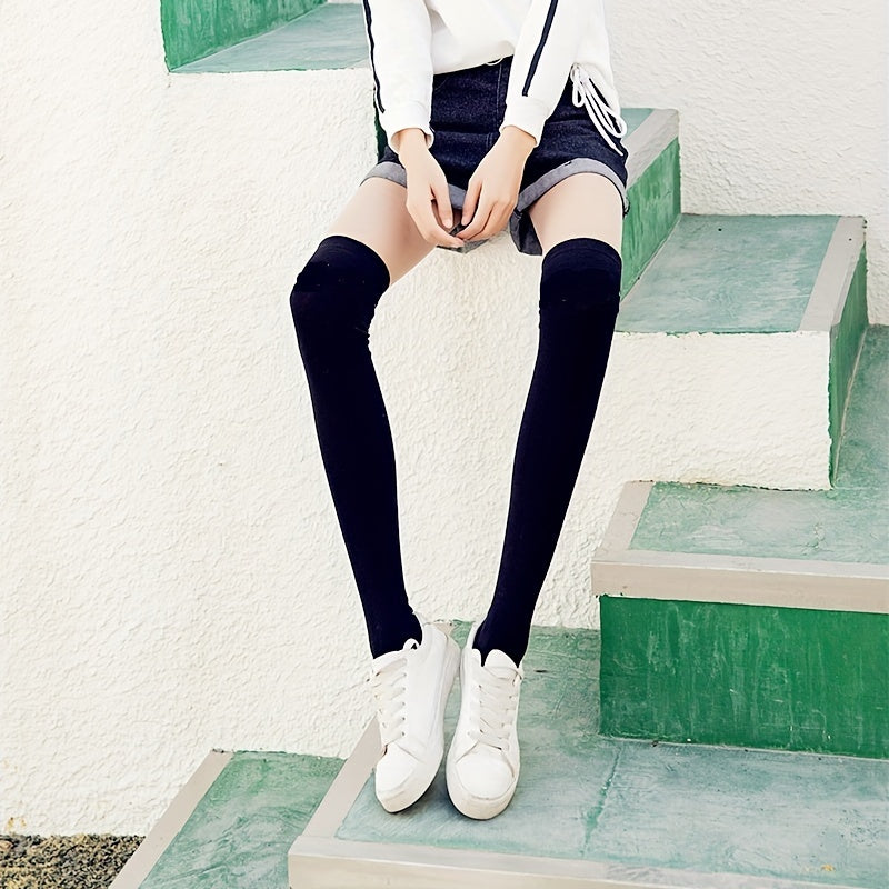 2 Pairs Thigh High College Style Over The Knee Socks Women's Stockings